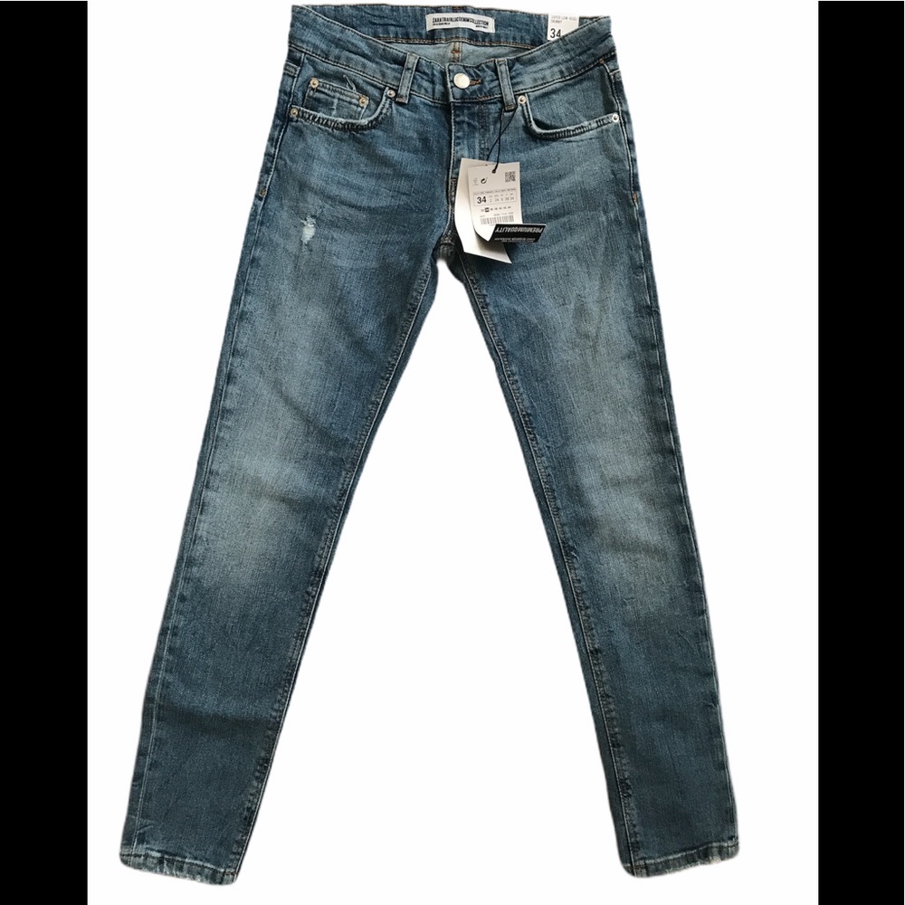Zara Trafaluc Denim Distressed Jeans Size 2